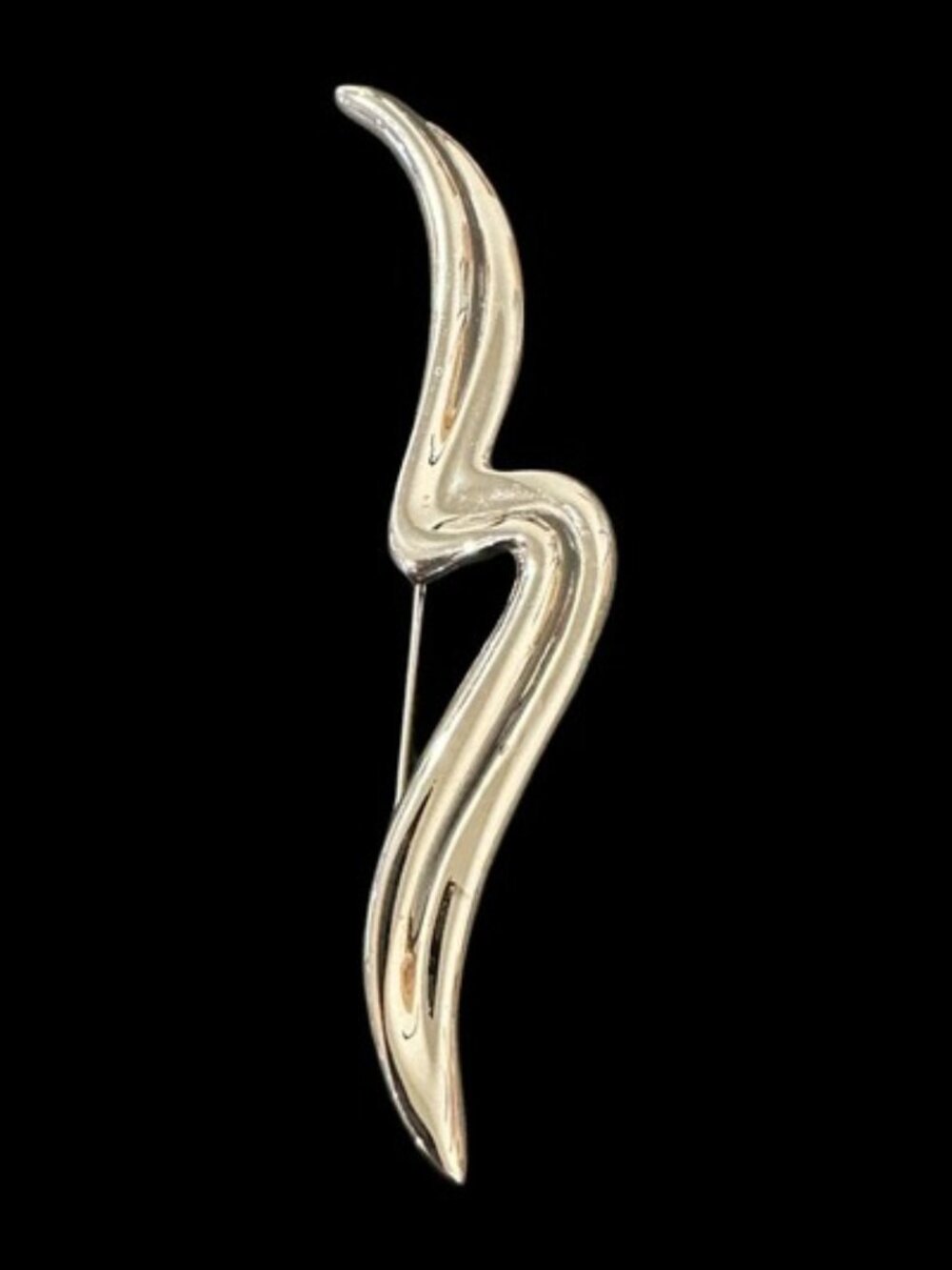 Vintage Napier Brooch Signed Silver Tone Abstract Pin 3 Inch Length High Polish